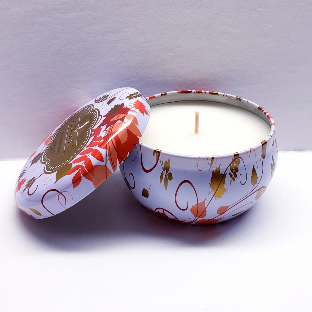 Natural Soy Candles PUMPKIN CHAI Aqua de Soi Tin Candle, 9 oz